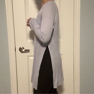Eileen Fisher Linen Cotton Slub Knit Tunic Sweater Lavender-grey